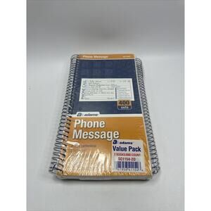 2 pack Adams Wirebound Telephone Message Book, 5-1/4 x 11, 2-Part Carbonless USA